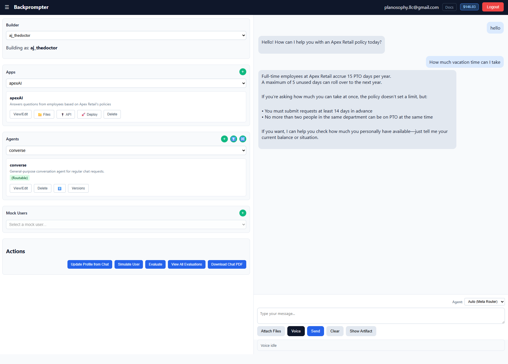 Chat with and test your agent