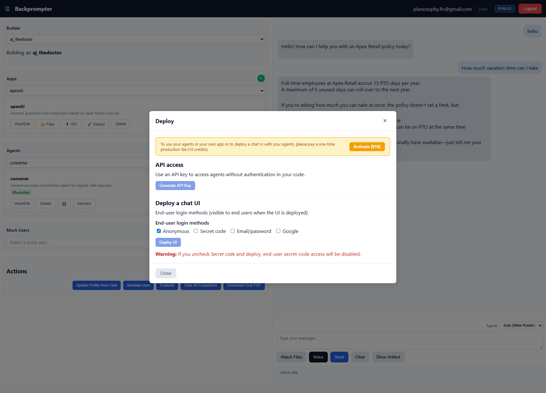 Deploy your agent as a chat UI or API