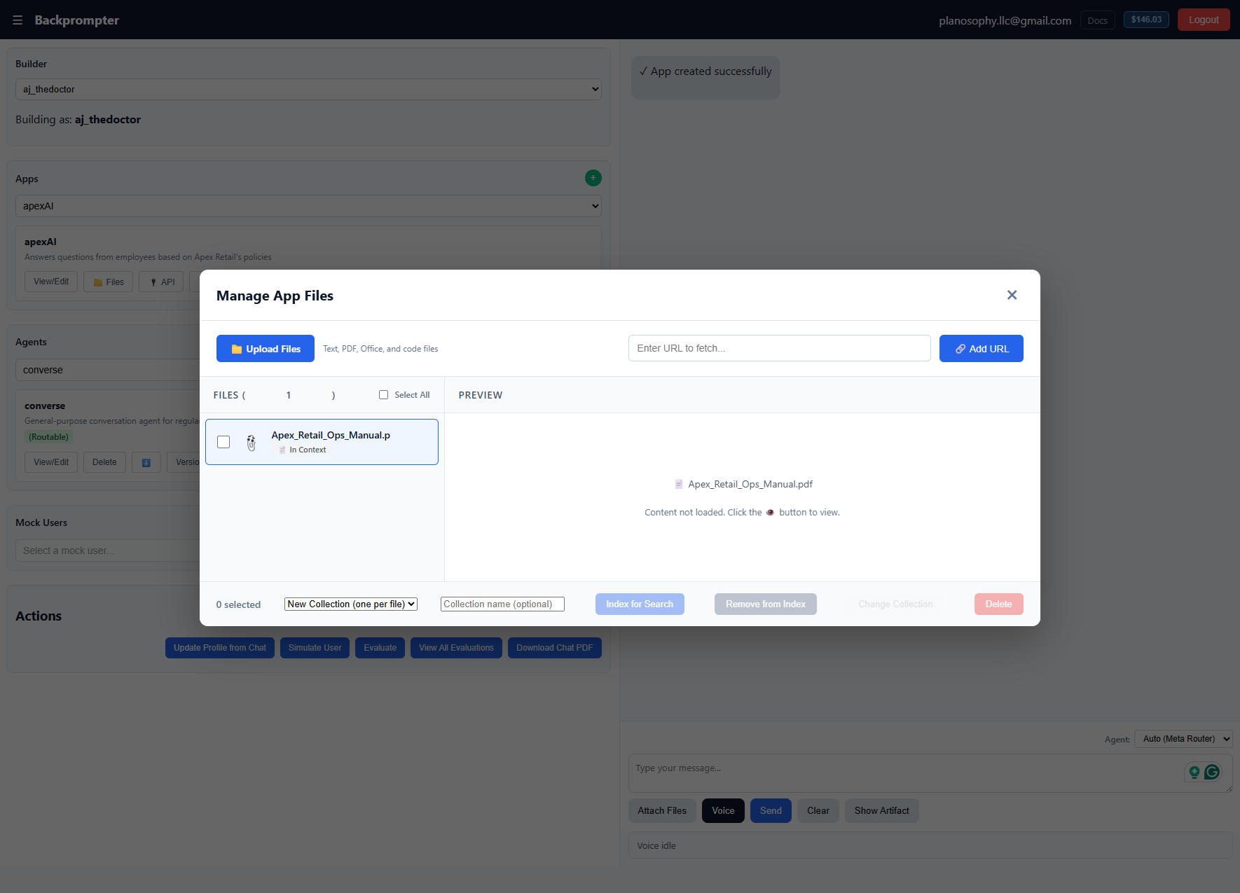 Screenshot: Builder selector in the sidebar