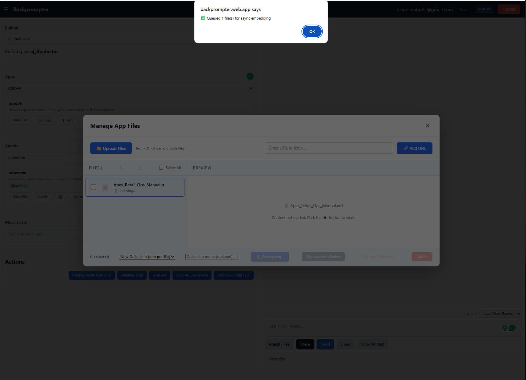Screenshot: Builder selector in the sidebar